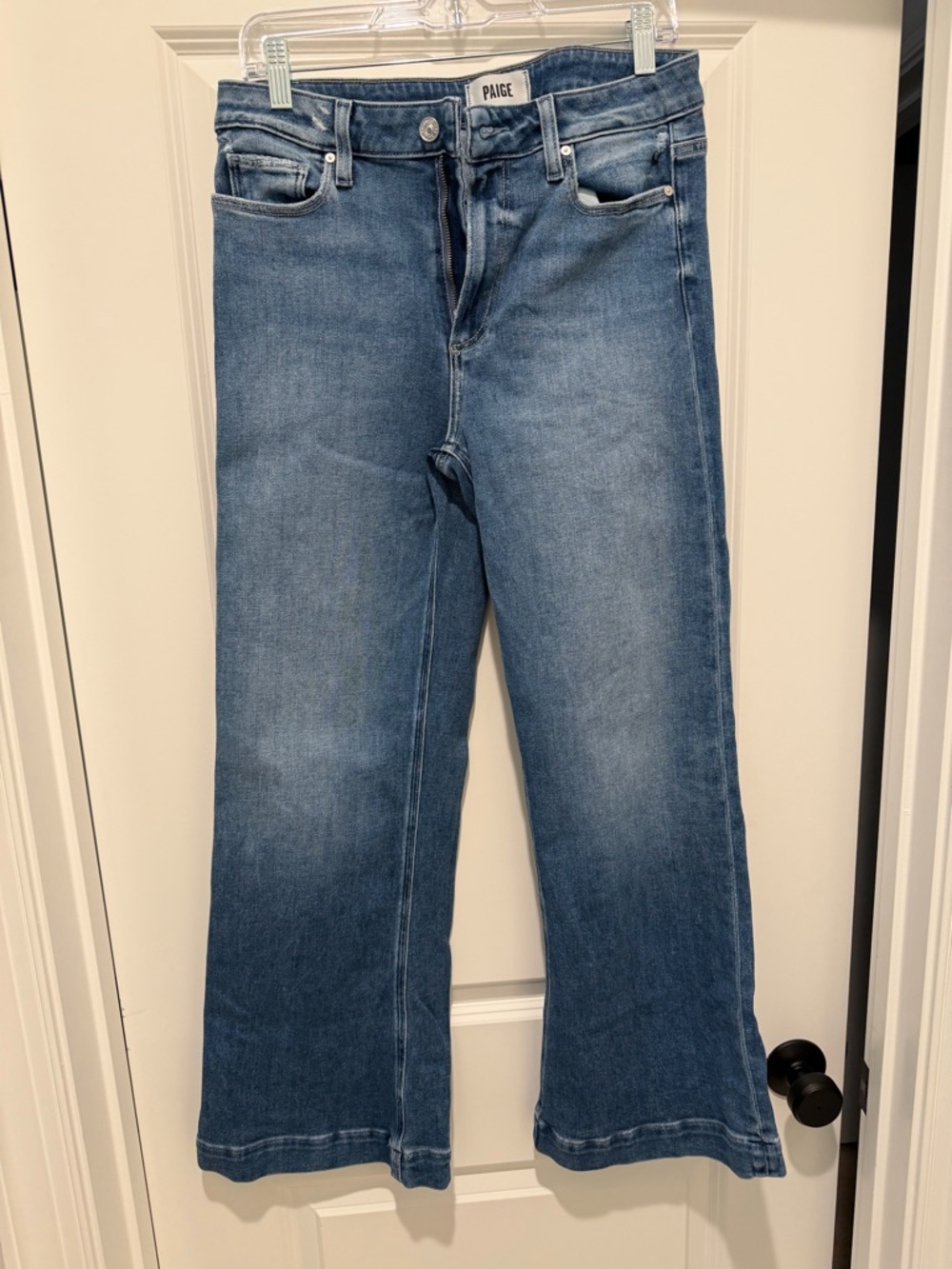 PAIGE Medium Blue Wide-Leg Jeans